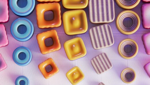 a bunch of different colored objects on a table
