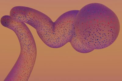 A computer generated image of a purple substance