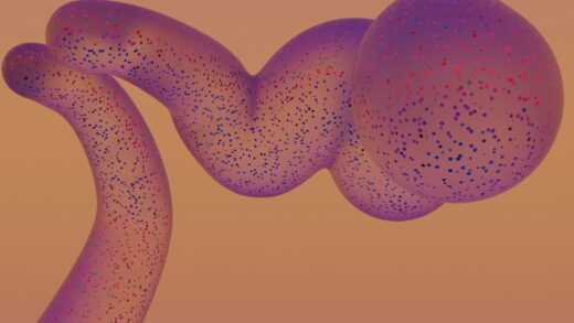 A computer generated image of a purple substance